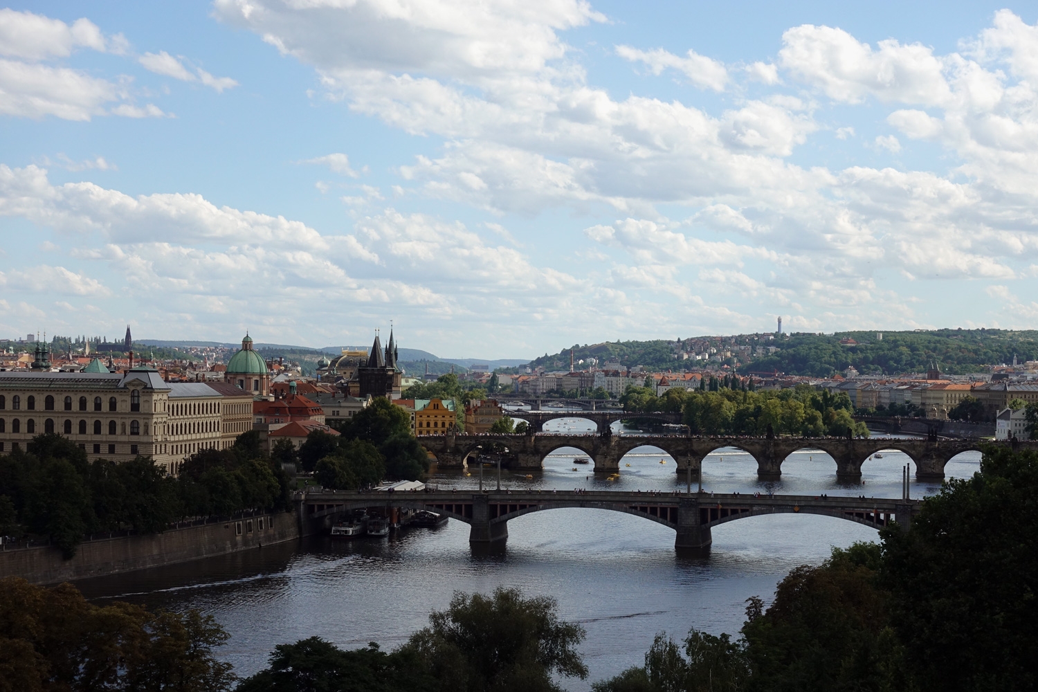 Prague River And Bridges